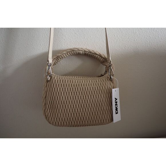 DKNY 02509 Women's O/S Beige Mack Nylon Hobo Crossbody/Shoulder Bag - Picture 16 of 16